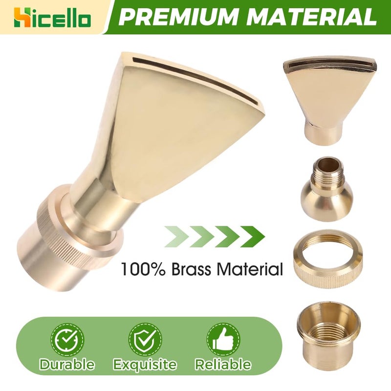 Hicello 1" Brass DN25 Fan Shaped Fountain Nozzle Flat Duck-Bill Fountain Head Sprinkler Spray Head for Garden Pond, Amusement Park, Museum, Library - Image 5